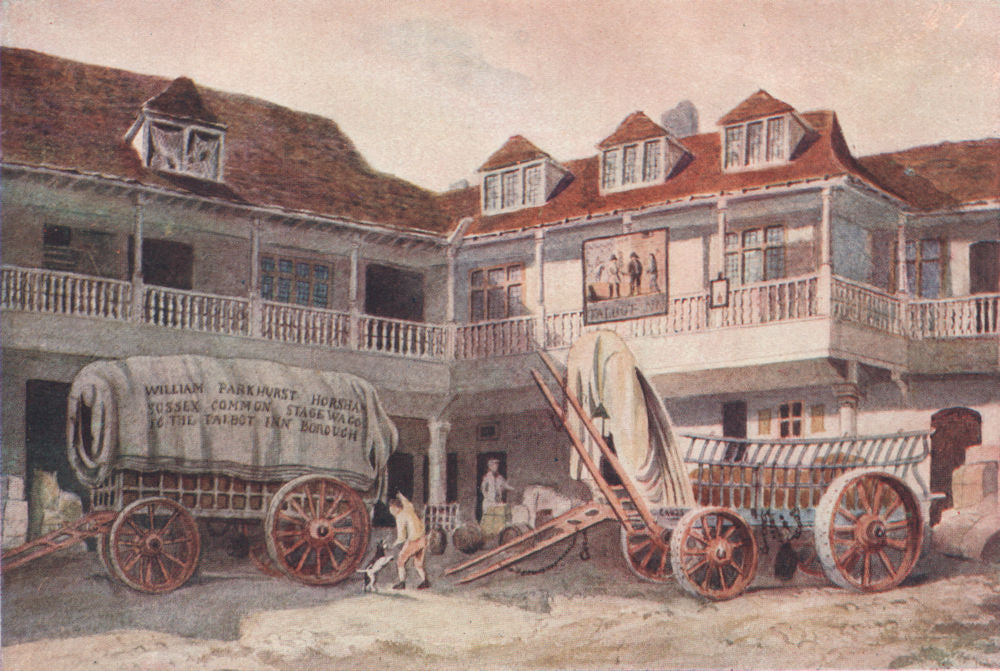 'Tabard Inn, Southwark, 1810' by Philip Norman. Vanished London 1905 old print